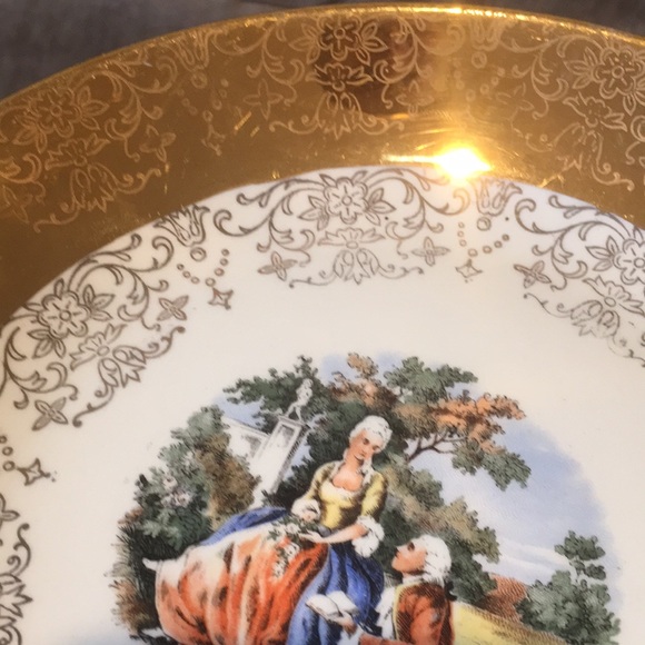 VTG 22K Gold Trim Crest-O-Gold Victorian Courting Couple Ornate Bowl 1930s - Picture 5 of 12